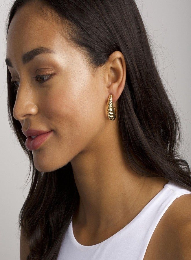 YEEZII Gold Hoop Earrings Set for Women, 18 Pairs Hypoallergenic Chunky Open Pearl Hoops Earring Multipack, Gold Statement Hoop Earrings for Women Trendy Jewelry - Image 2
